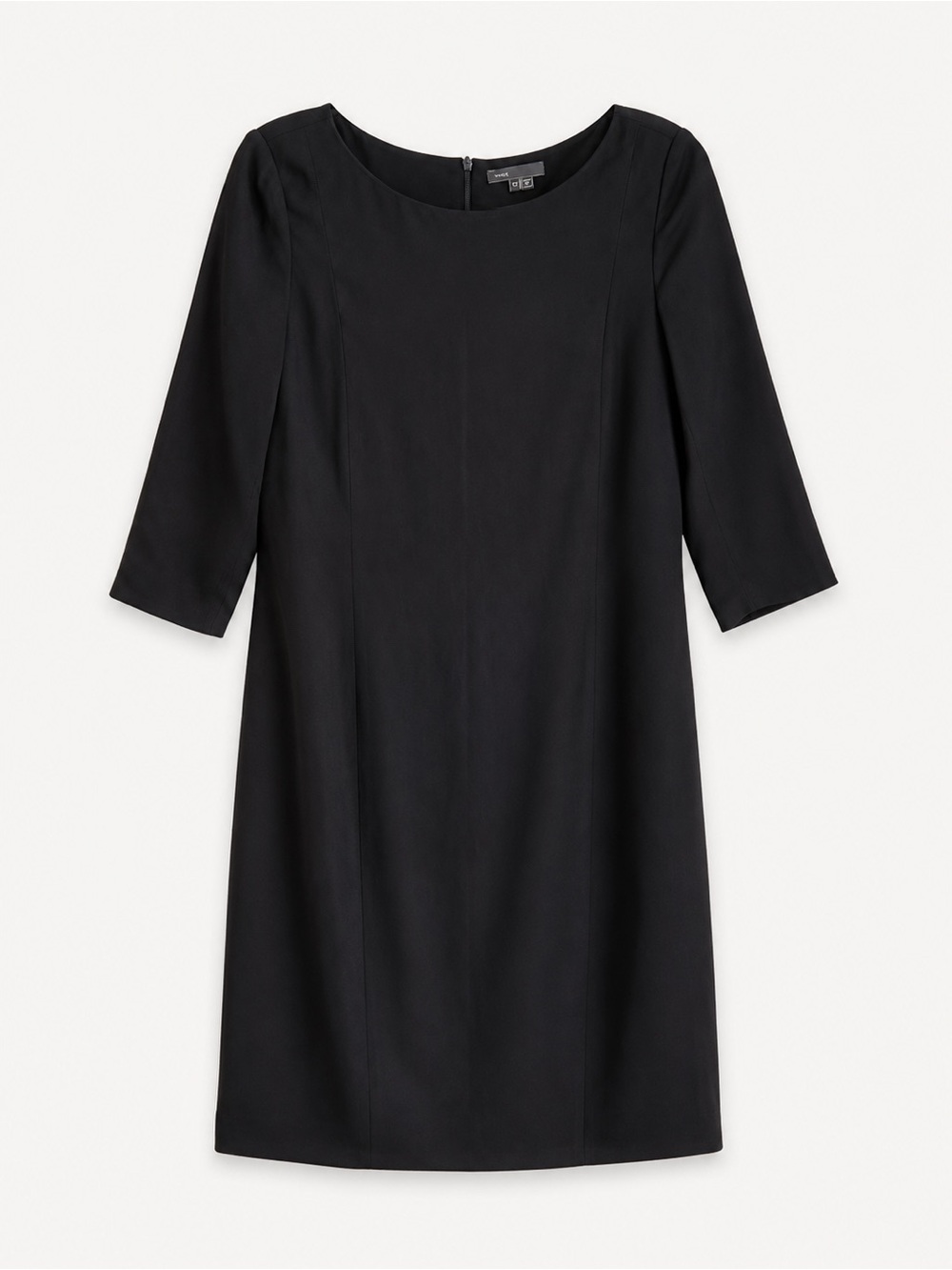 Vince Black Sheath Shift Dress Size 12 3/4 Sleeve Minimalist